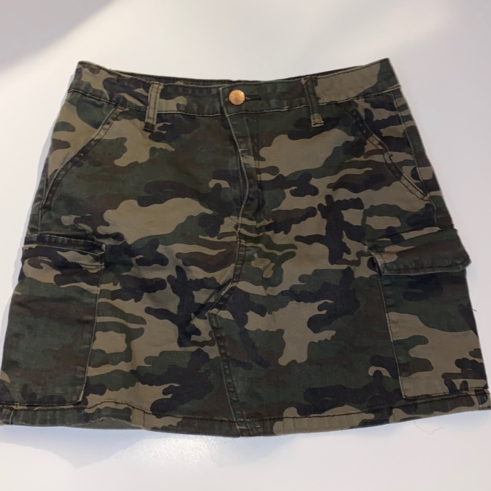 Green Camo Cargo Mini Skirt